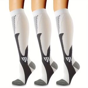 Unisex 20-30 mmHg Compression‎ Socks XXL Knee High Medical White 1 Pair NEW